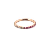 14K Gold 1MM Diamond and Pink Tourmaline Eternity Band