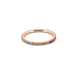 14K Gold 1MM Diamond and Pink Tourmaline Eternity Band