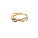 14K Gold Baguette Halo Cross Diamond Band