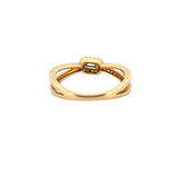 14K Gold Baguette Halo Cross Diamond Band