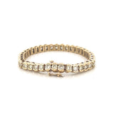 14K Yellow Gold Round Half Bezel Natural Diamond Bracelet