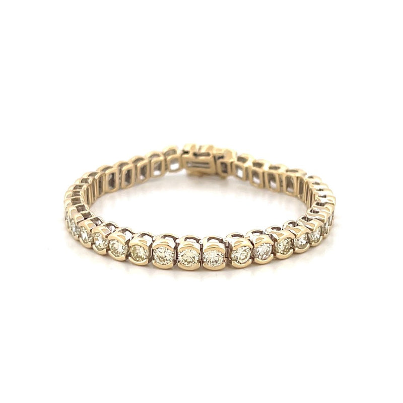 14K Yellow Gold Round Half Bezel Natural Diamond Bracelet