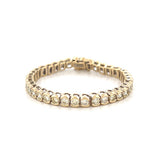 14K Yellow Gold Round Half Bezel Natural Diamond Bracelet