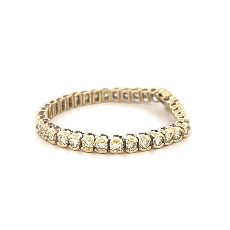 14K Yellow Gold Round Half Bezel Natural Diamond Bracelet