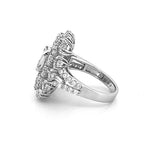 14K Gold Baguette and Round Diamond Cluster Engagement Ring