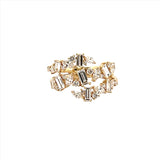 14K Gold Multi Shape Three Row Cluster Diamond Band