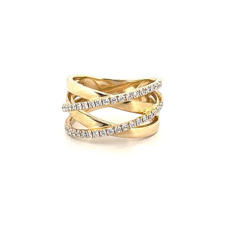 14K Gold Double Criss Cross Diamond Band