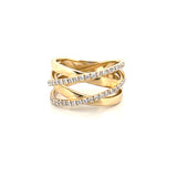 14K Gold Double Criss Cross Diamond Band