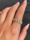 14K Gold Halfway Diamond Cuban Pave Band