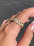 14K Gold Halfway Diamond Cuban Pave Band