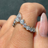 14K Gold Pear and Round Moissanite Ring