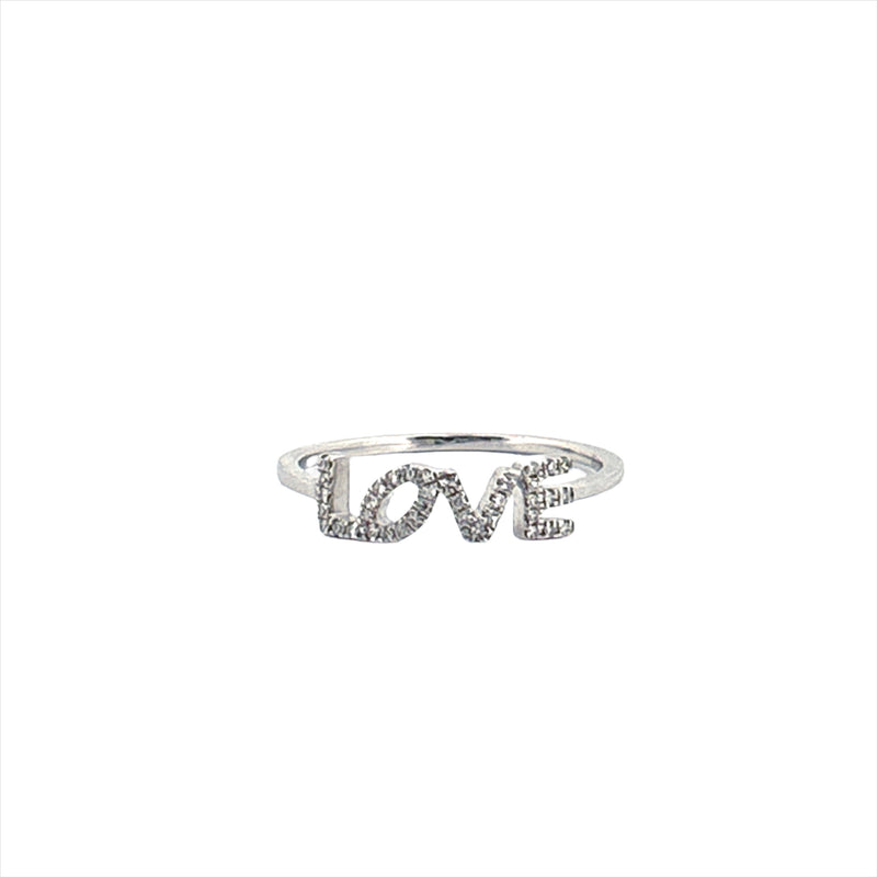 14K Gold Slanted 'LOVE' Diamond Ring