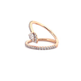 14K Gold Wrapped Pear Leaf Diamond Band