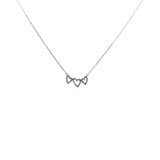 14K Gold Tri Hollow Diamond Heart Necklace