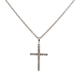 14K Gold Thin Cross Diamond Pendant Necklace
