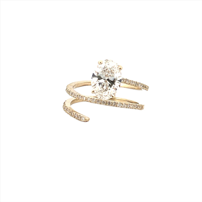 14K Gold Wrapped 2.00 Carat Oval Cut Lab Grown Diamond Ring