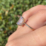 14K Gold 3.00 Carat Lab Grown Emerald Diamond Under Halo Solitaire Engagement Ring