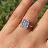 14K Gold 3.00 Carat Lab Grown Emerald Diamond Under Halo Solitaire Engagement Ring