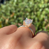 14K Gold 3.00 Carat Lab Grown Emerald Diamond Under Halo Solitaire Engagement Ring