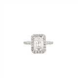 14K Gold 2.00 Carat Emerald Cut Lab Grown Diamond with Prong Setting and Diamond Halo