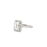 14K Gold 2.00 Carat Emerald Cut Lab Grown Diamond with Prong Setting and Diamond Halo