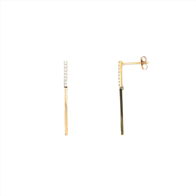 14K Gold Diamond Bar Earrings