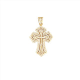 14K Gold Diamond Halo Cross Pendant