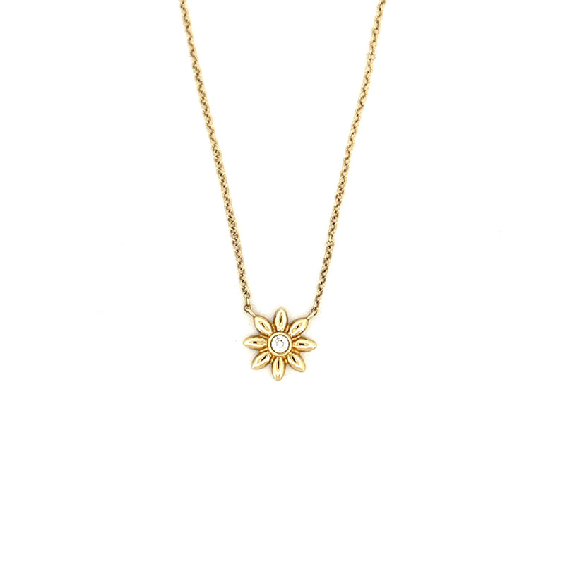 14K Gold Flower Diamond Necklace