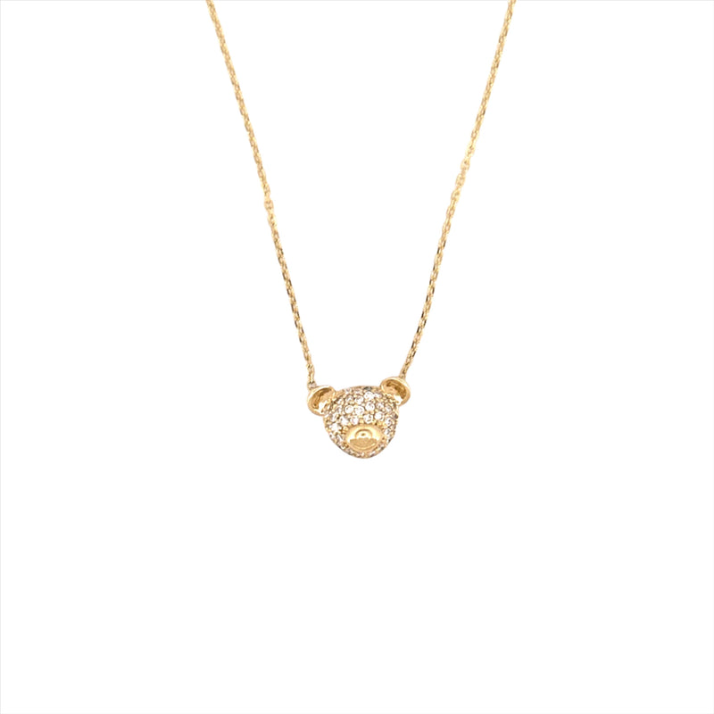 14K Gold Teddy Bear Diamond Necklace