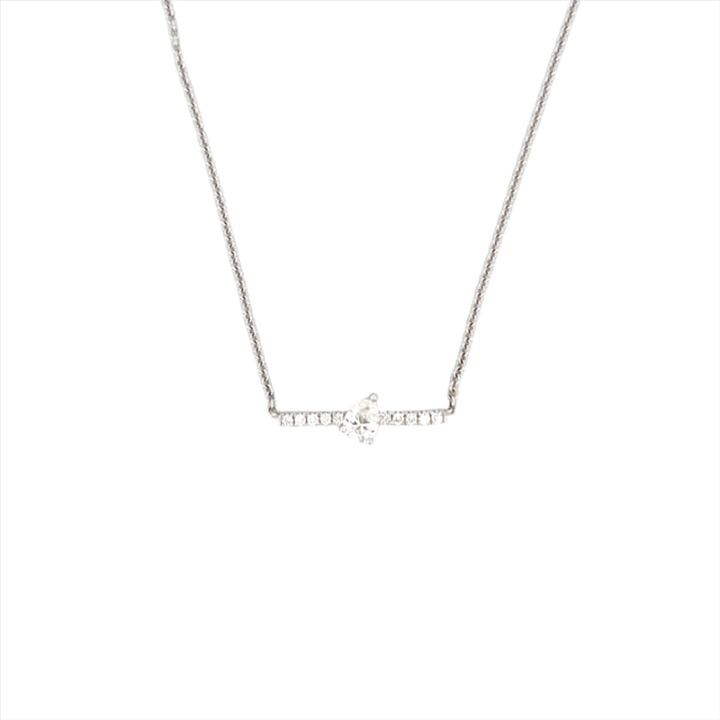 14K Gold Center Pear Bar Pendant