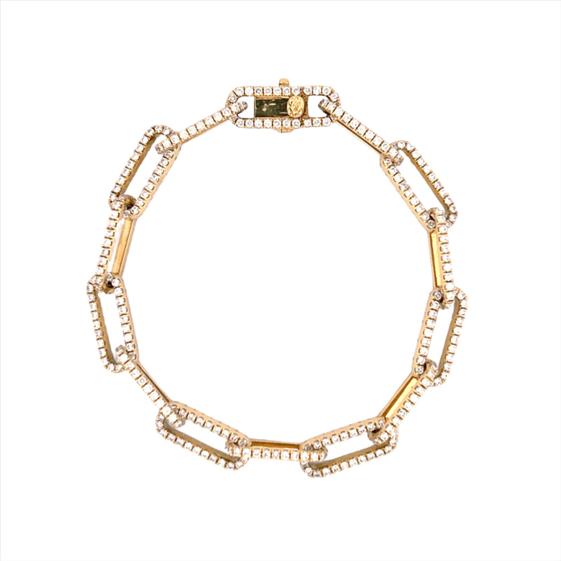 14K Gold Solid Diamond Paper Clip Bracelet