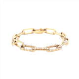 14K Gold Solid Diamond Paper Clip Bracelet