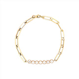 14K Gold 7 Round Diamond Tennis Style Paper Clip Bracelet