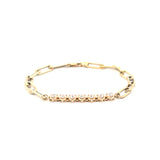 14K Gold 7 Round Diamond Tennis Style Paper Clip Bracelet