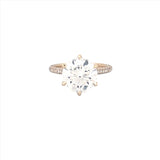 14K Gold Lab Grown 6-Prong 4.00 Carat Round Diamond on 3D 3/4 Setting Engagement Ring