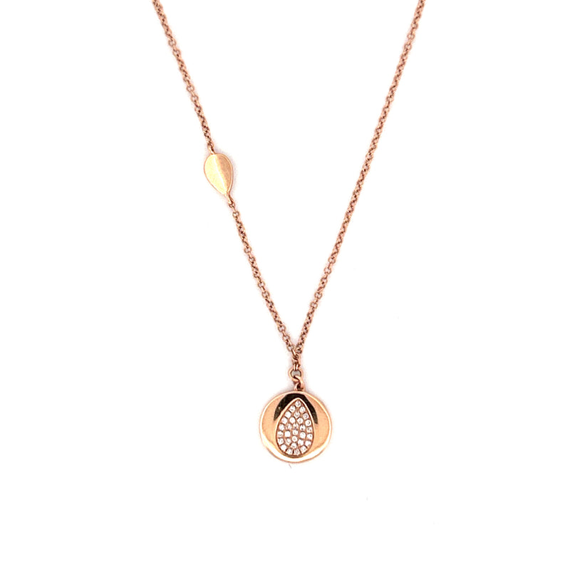 14K Gold Diamond Tear Drop Circle Pendant
