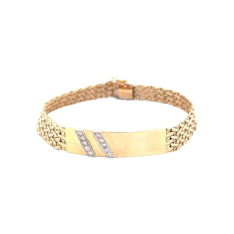 14K Gold ID Diamond Weaved Bracelet