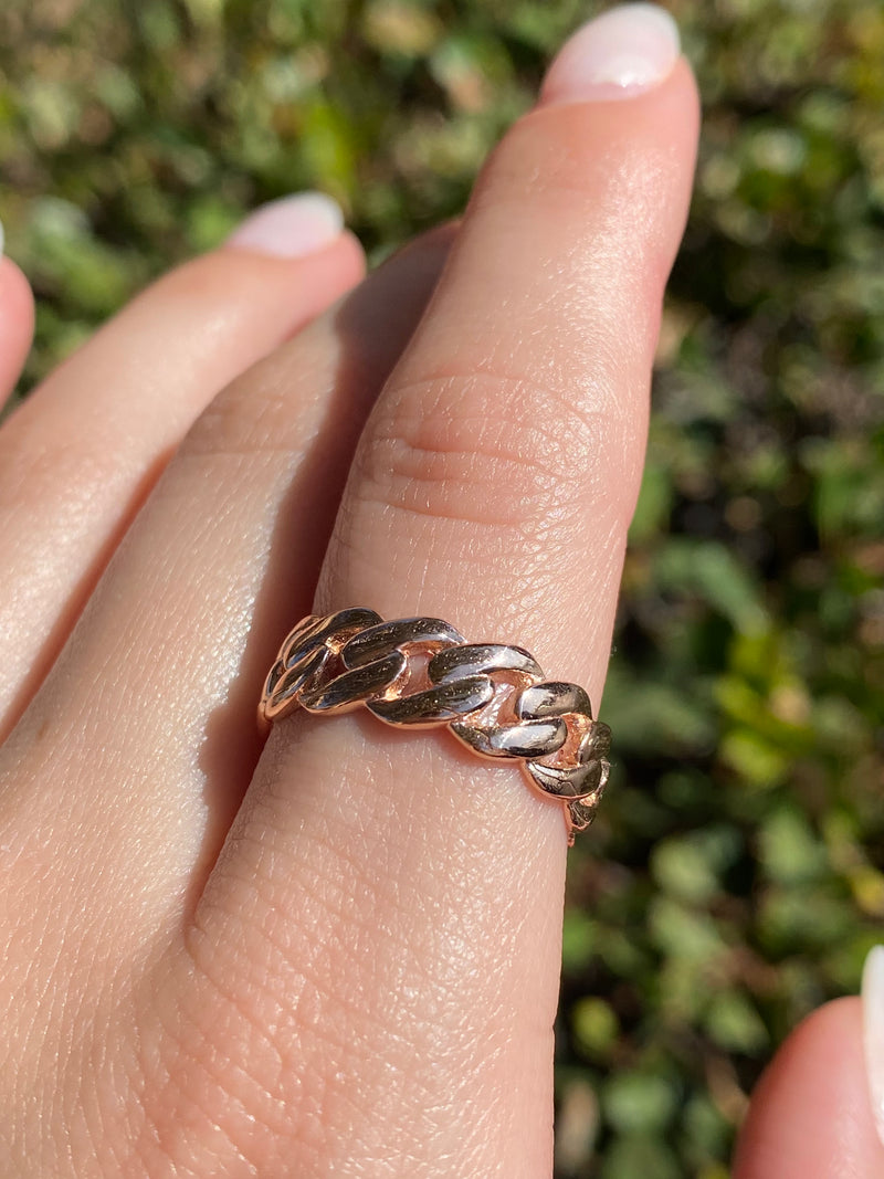 14K Gold 7MM Rounded Cuban Band