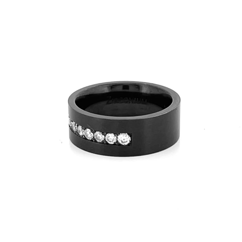 Black Zircon Halfway Diamond Mens Band