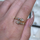 14K Gold Natural Pear and Round Bezel Open Claw Band