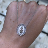 14K Gold Natural Miraculous Medal Diamond Pendant Necklace