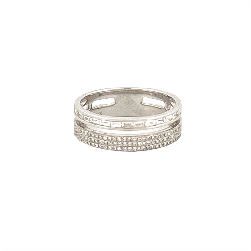 14K Gold Invisible and Pave Double Diamond Band