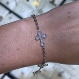 14K Gold Natural Diamond Spaced Cross Bracelet