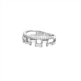 14K Gold Prong Set and Pattern Baguette Double Diamond Band
