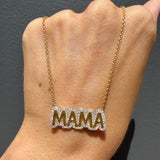 14K Gold MAMA Diamond Halo Necklace
