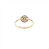 14K Gold Blue and White Row Signet Style Band