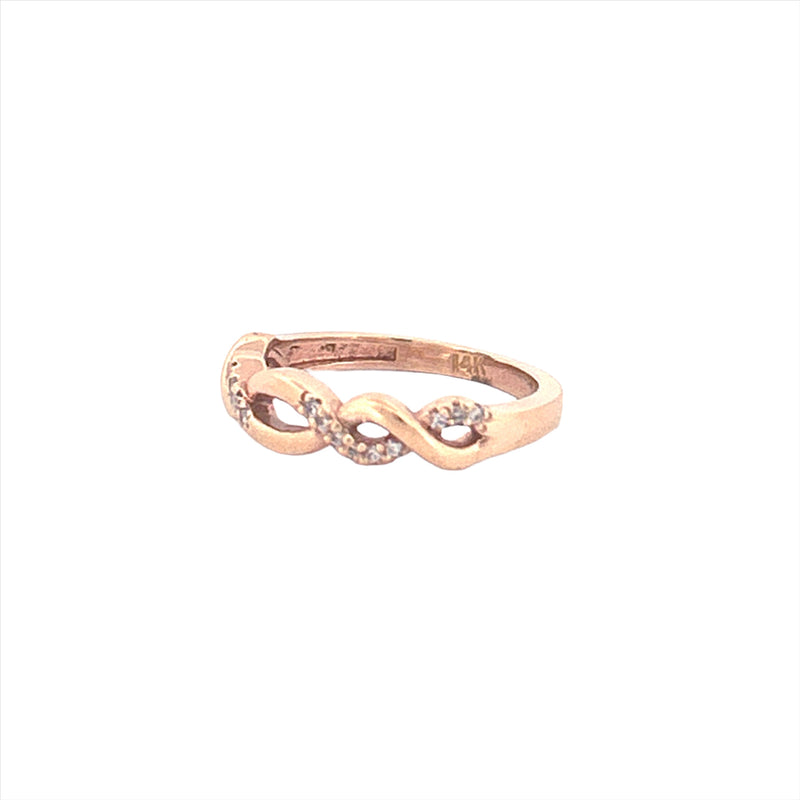 14K Gold Twist Weave Diamond Ring