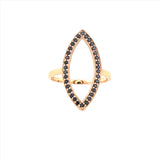 14K Gold Marquise Shape Black Diamond Ring