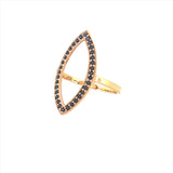 14K Gold Marquise Shape Black Diamond Ring