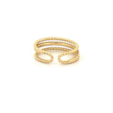 14K Gold Three Row Roped Diamond Band